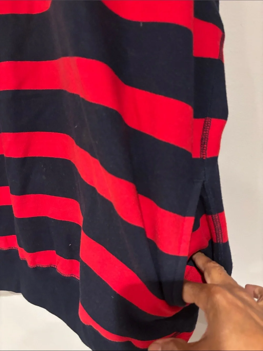 Polo by Ralph Lauren Navy and Red Striped Half-Zip Sweater